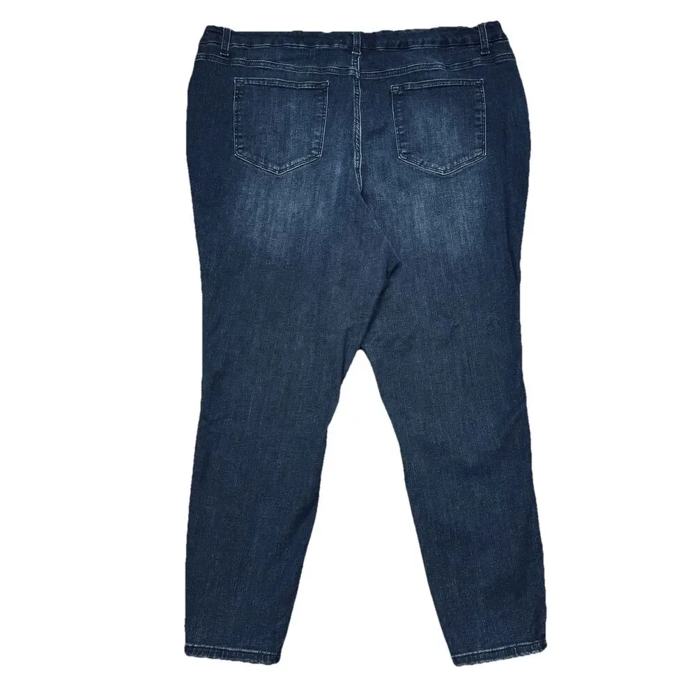 Maurices M Jeans Button Fly Ankle Skinny XXL (42x26) Blue Stretch Denim Womens